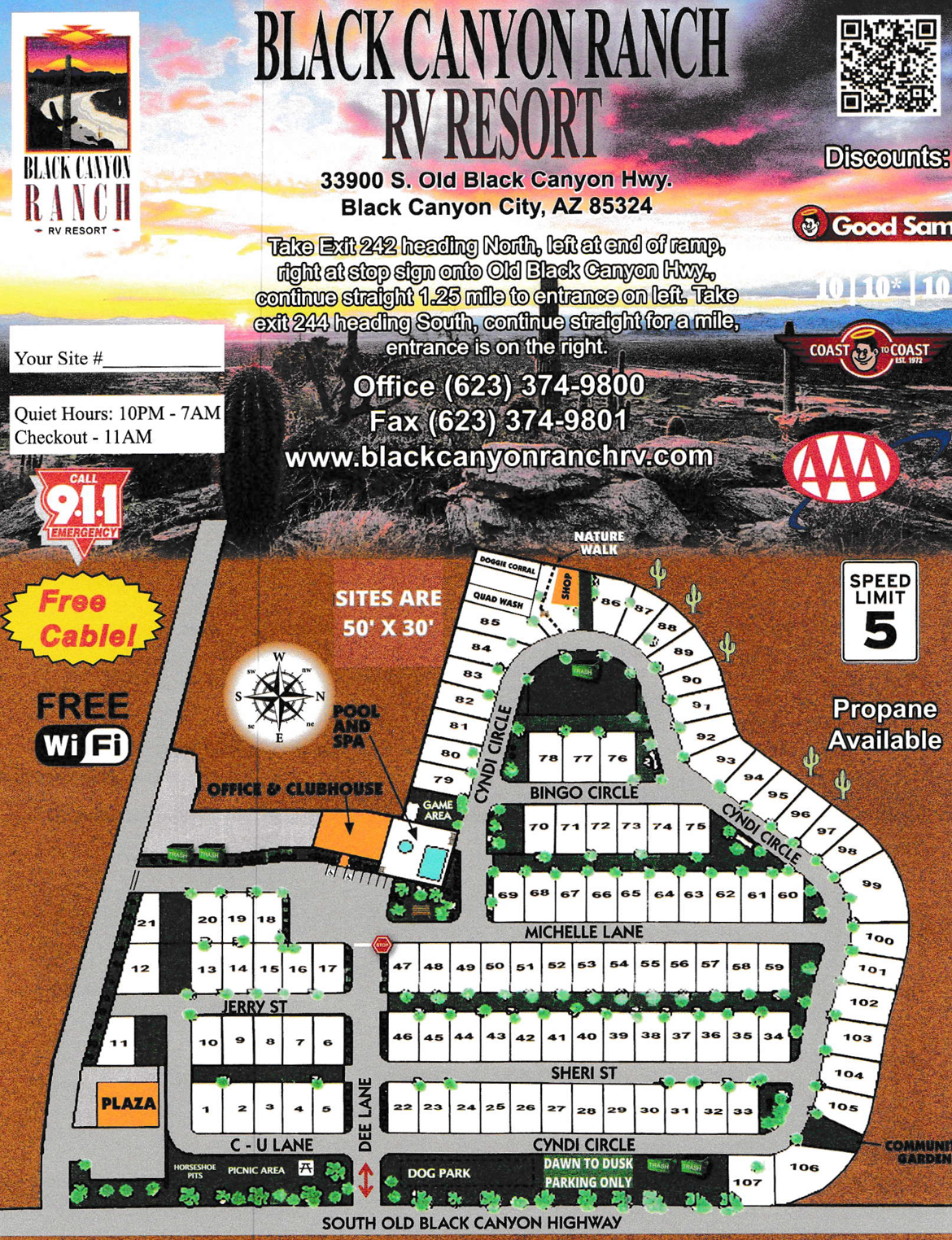 Canyon Rv Park Map Park Map | Rv Resort | Rv Park | Black Canyon City, Az